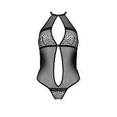 Сетчатое боди с кружевом на груди Passion SATARA BODY L/XL black