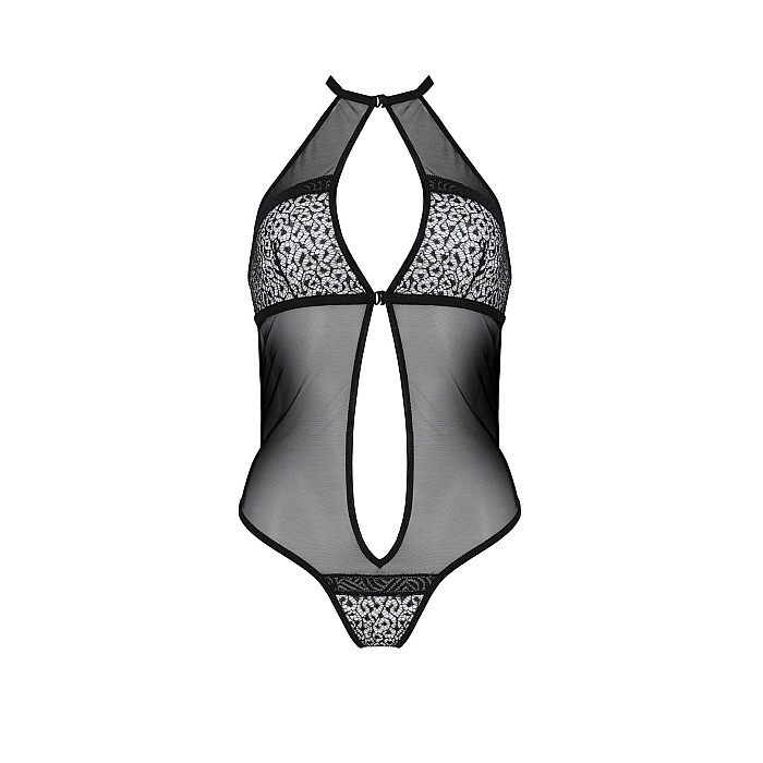 Сетчатое боди с кружевом на груди Passion SATARA BODY L/XL black