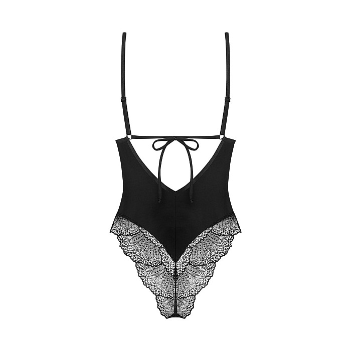 Тедди Obsessive Lobellis teddy, XL/2XL, черное, лиф с мягкой чашкой, открытая спина, низ-стринги