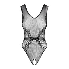 Сітчастий бодістокінг з доступом Obsessive B115 teddy S/M/L, чорний