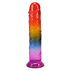 Фаллоимитатор Doc Johnson Crystal Jellies - 8.5 Inch Сlassic Dong - Rainbow