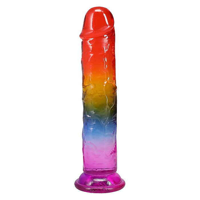 Фаллоимитатор Doc Johnson Crystal Jellies - 8.5 Inch Сlassic Dong - Rainbow