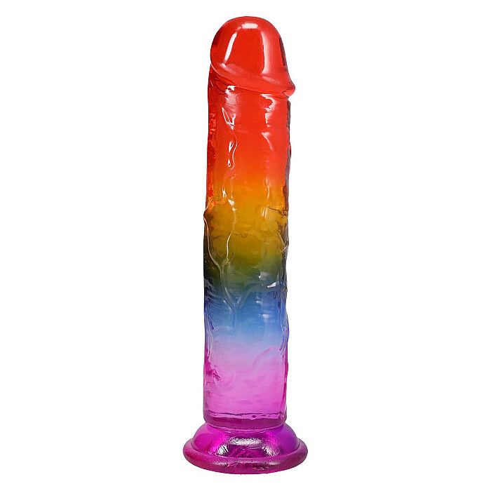 Фаллоимитатор Doc Johnson Crystal Jellies - 8.5 Inch Сlassic Dong - Rainbow