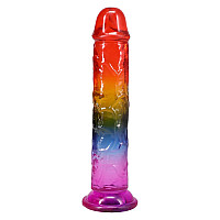 Фаллоимитатор Doc Johnson Crystal Jellies - 8.5 Inch Сlassic Dong - Rainbow