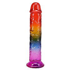 Фаллоимитатор Doc Johnson Crystal Jellies - 8.5 Inch Сlassic Dong - Rainbow