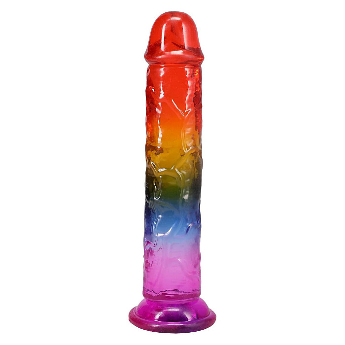 Фаллоимитатор Doc Johnson Crystal Jellies - 8.5 Inch Сlassic Dong - Rainbow