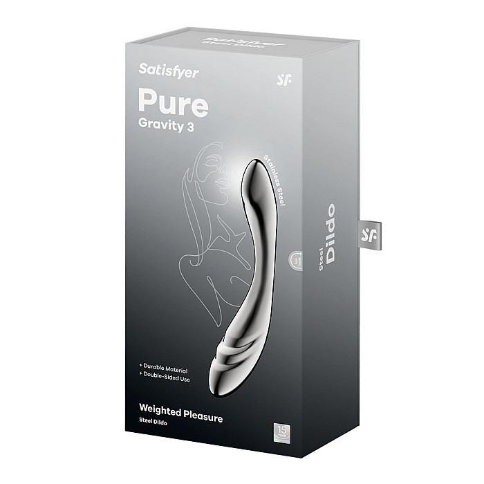 Металлический дилдо Satisfyer Pure Gravity 3, двусторонний, можно нагревать и охлаждать, очень тяжелый