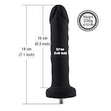 Силиконовый фаллоимитатор для секс-машин Hismith 7.1″ Anal Dildo Black, система KlicLok