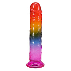 Фаллоимитатор Doc Johnson Crystal Jellies - 7.5 Inch Dong - Rainbow