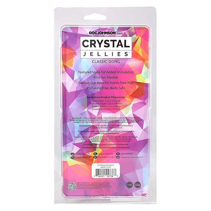 Дилдо Doc Johnson Crystal Jellies - 7.5 Inch Dong - Rainbow
