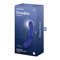 Двусторонний стеклянный дилдо Satisfyer Double Crystal Light blue, боросиликатное стекло, унисекс