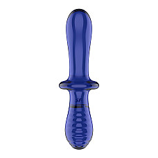 Двусторонний стеклянный дилдо Satisfyer Double Crystal Light blue, боросиликатное стекло, унисекс