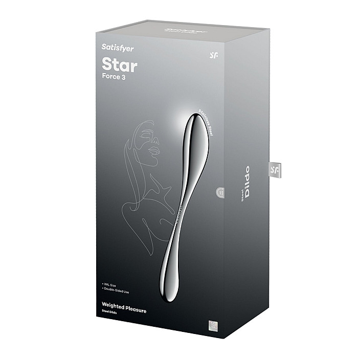 Металлический дилдо Satisfyer Star Force 3, двусторонний, можно нагревать и охлаждать, очень тяжелый