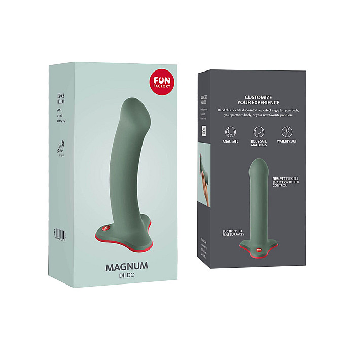 Фалоімітатор Fun Factory MAGNUM, оливковий, дуже гнучкий, довжина 18,3 см, діаметр 3,7 см