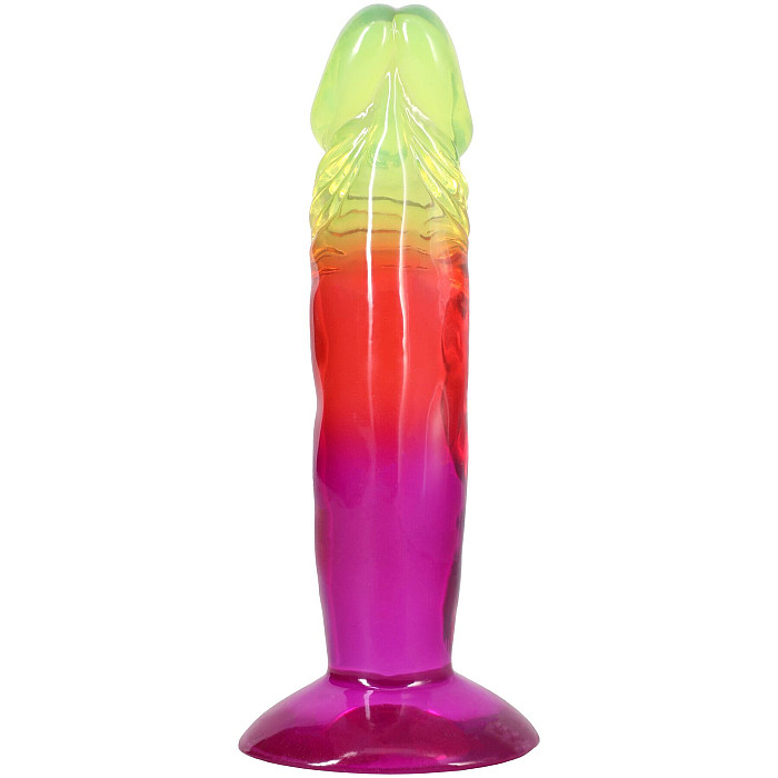 Фаллоимитатор Doc Johnson Crystal Jellies - 6.5 Inch Classic Dong - Rainbow