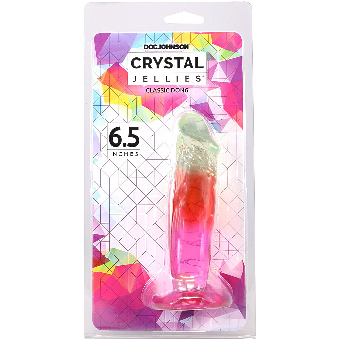 Фаллоимитатор Doc Johnson Crystal Jellies - 6.5 Inch Classic Dong - Rainbow