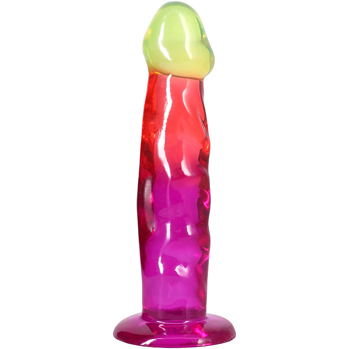 Дилдо Doc Johnson Crystal Jellies - 7.5 Inch Classic Dong - Rainbow