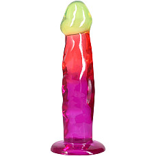 Дилдо Doc Johnson Crystal Jellies - 7.5 Inch Classic Dong - Rainbow