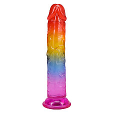 Дилдо Doc Johnson Crystal Jellies - 7 Inch Сlassic Dong - Rainbow