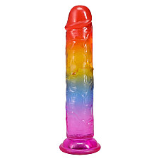 Дилдо Doc Johnson Crystal Jellies - 7 Inch Сlassic Dong - Rainbow