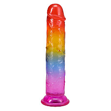 Дилдо Doc Johnson Crystal Jellies - 7 Inch Сlassic Dong - Rainbow