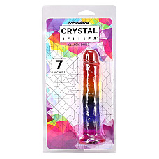 Дилдо Doc Johnson Crystal Jellies - 7 Inch Сlassic Dong - Rainbow