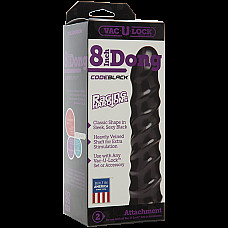 Дилдо Doc Johnson CodeBlack - 8 Inch Raging Vac-U-Lock со стимулирующим рельефом, диаметр 3,8см