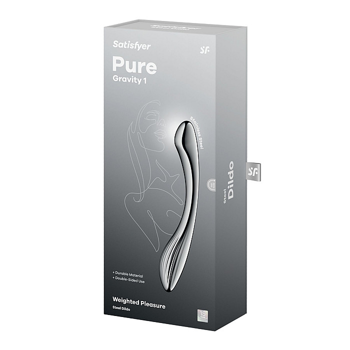 Металлический дилдо Satisfyer Pure Gravity 1, двусторонний, можно нагревать и охлаждать, 939 г