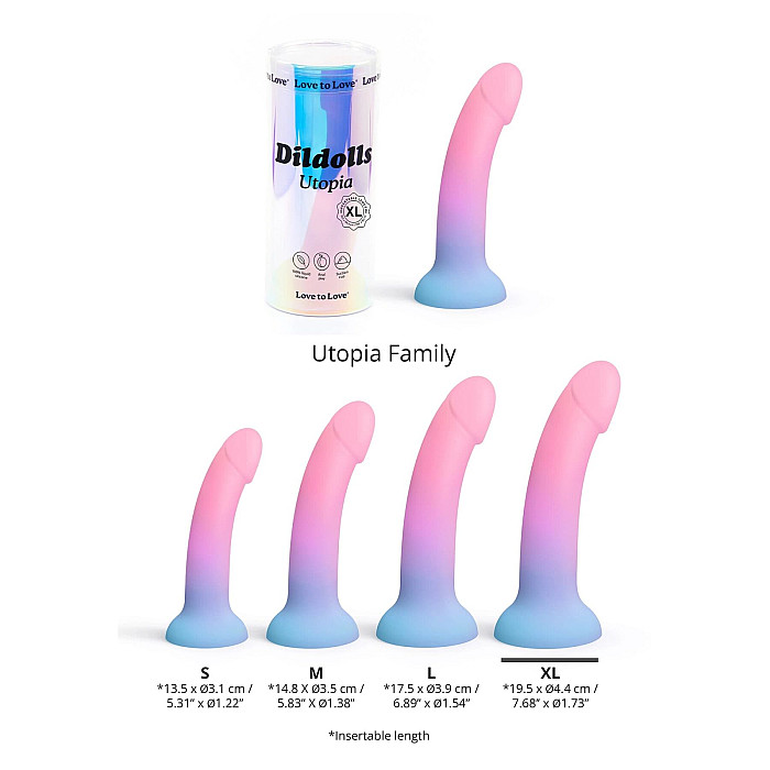 Дилдо з кольоровим градієнтом Love To Love DILDOLLS - UTOPIA XL ультрам'який