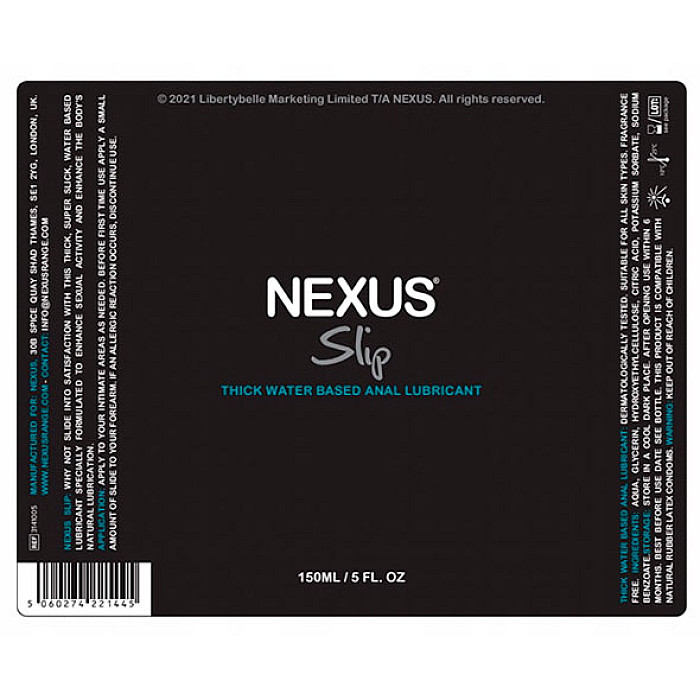 Густой анальный лубрикант Nexus Slip Anal (250 мл.) на водной основе, супер для анальных игрушек