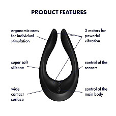 Вибратор для пар Satisfyer Endless Joy Black, 3 независимых мотора, многофункциональный
