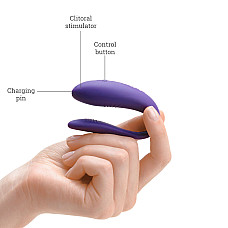 Недорогой вибратор для пар We-Vibe Unite Purple, однокнопочный пульт ДУ
