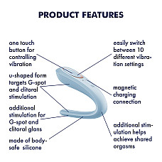 Вибратор для пар Satisfyer Double Classic Light Blue с одним моторчиком