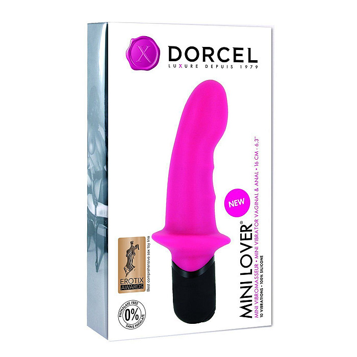 Вибратор Dorcel Mini Lover Magenta с ограничителем, для точки G и массажа простаты