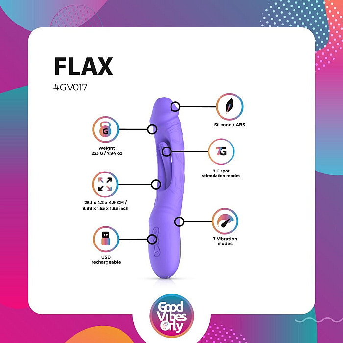 Вібратор Good Vibes Only - Flax Vibrating Dildo with G-Spot Stimulator