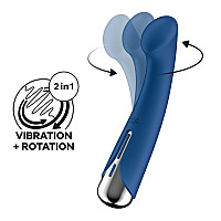 Вибратор с ротацией Satisfyer Spinning G-Spot 1 Blue, плоская площадка для стимуляции точки G