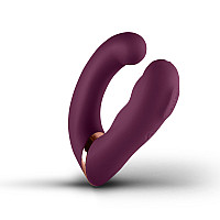 Двойной вибратор Rocks Off Gemini Burgundy, 2 мотора, по 10 режимов, сменное положение ручки