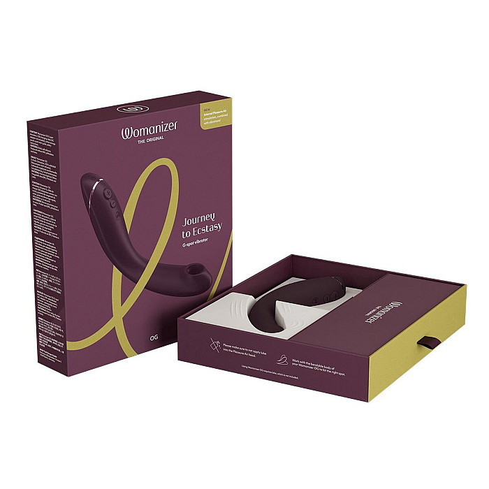 Вакуумный стимулятор для точки G и клитора с вибрацией Womanizer OG Aubergine, 12 уровней, 3 режима
