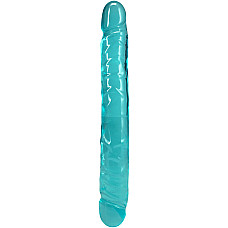 Фаллоимитатор двусторонний Doc Johnson Crystal Jellies 12" Jr. Double Dong Teal