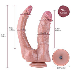 Двойной фаллоимитатор для секс-машин Hismith Double Penetrator, 9.25″, KlicLok и присоска