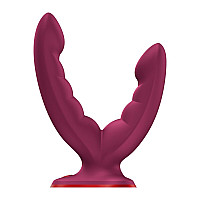 Двойной фаллоимитатор Fun Factory RYDE Wine Red, гибкие стволы, присоска