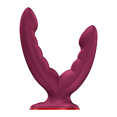Двойной фаллоимитатор Fun Factory RYDE Wine Red, гибкие стволы, присоска