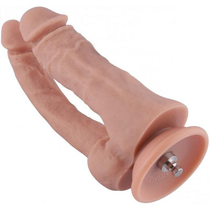 Двойной фаллоимитатор для секс-машин Hismith Double Penetrator, 9.8″, KlicLok и присоска