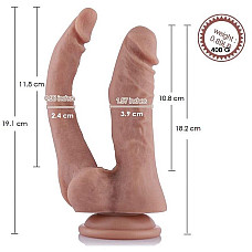 Двойной фаллоимитатор для секс-машин Hismith Double Penetrator, 9.8″, KlicLok и присоска
