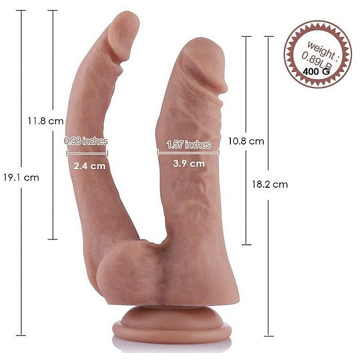 Двойной фаллоимитатор для секс-машин Hismith Double Penetrator, 9.8″, KlicLok и присоска