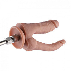 Двойной фаллоимитатор для секс-машин Hismith Double Penetrator, 9.8″, KlicLok и присоска