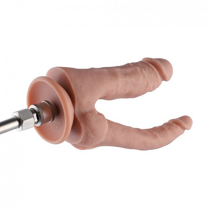Двойной фаллоимитатор для секс-машин Hismith Double Penetrator, 9.8″, KlicLok и присоска