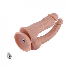 Двойной фаллоимитатор для секс-машин Hismith Double Penetrator, 9.8″, KlicLok и присоска