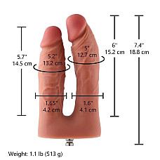 Двойной фаллоимитатор для секс-машин Hismith Silicone Double Penetrator Dildo, система KlicLok