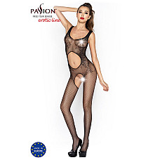 Бодистокинг Passion BS044 black, комбинезон с открытым животиком